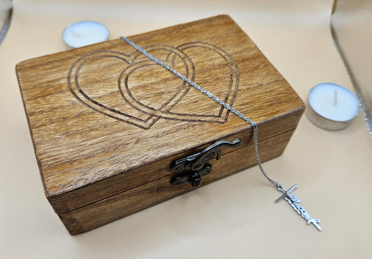 Hearts Wooden Jewelry Box