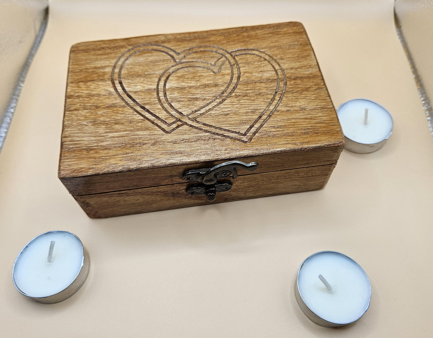 Hearts Wooden Jewelry Box